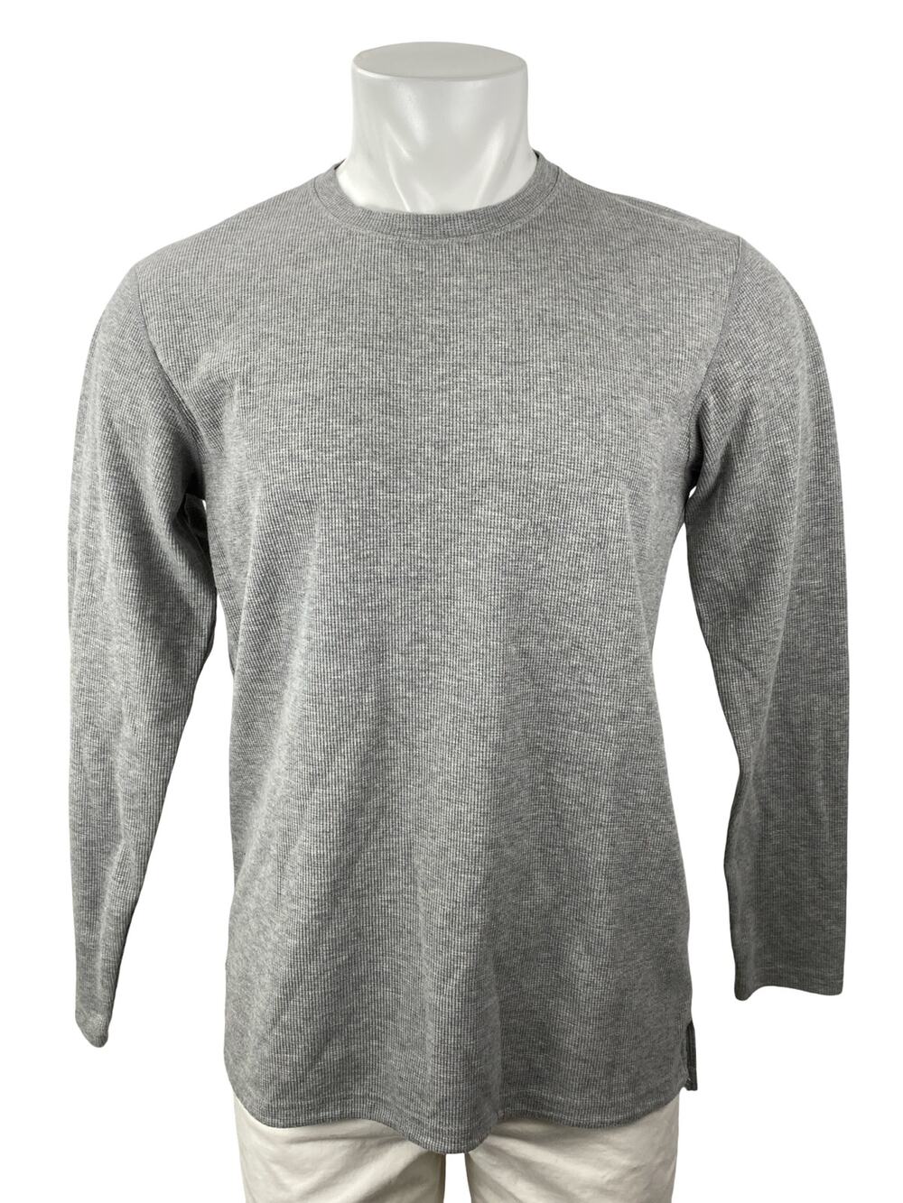 BYLT Men's Gray Long Sleeve Crew Neck Waffle Knit Thermal T Shirt Tee Top Size M